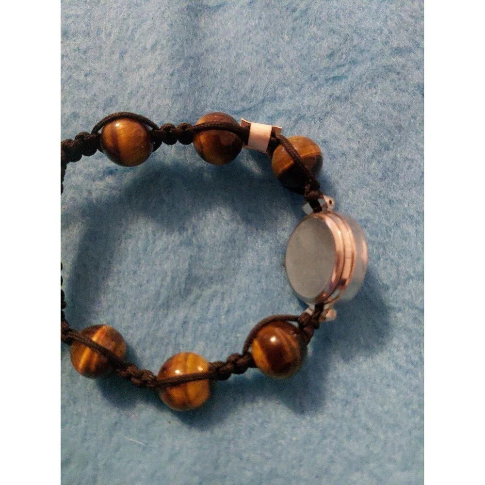 NEW GENEVA BRAIDED TIGERS EYE And Quartz Design WATCH ADJUSTABLE